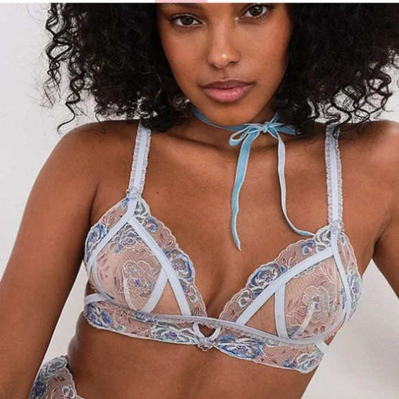 ~ SOLD ~ For Love and Lemons Sorbet Rose 2pc Bralette & Cheeky Panty Set - Picture 3 of 10